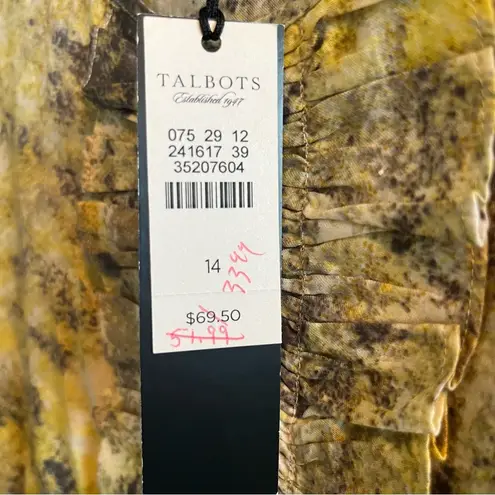 Talbots  Ruffle Front Mottle Print Blouse