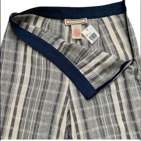 Flying Tomato  Pants Wide Leg Blue Taupe Striped High Waisted Palazzo Small NWT