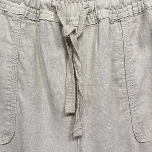Westport NEW Tan Khaki Linen Drawstring High Waist Cropped Pants Size 8