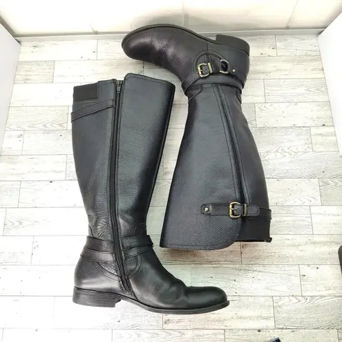 Naturalizer  Black Leather Equestrian Boots Size 8.5 Wide Calf Womens Riding