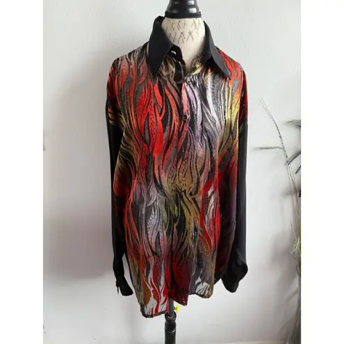 Live Collection Italy New York Flame Print Button Down Shirt