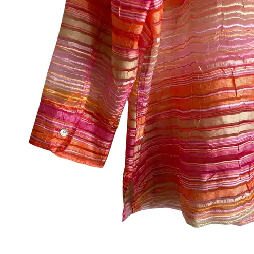Valerie Stevens Valerie Steven’s Women Top 3X Colorful Button Up Sheer Whimsical Abstract Artsy