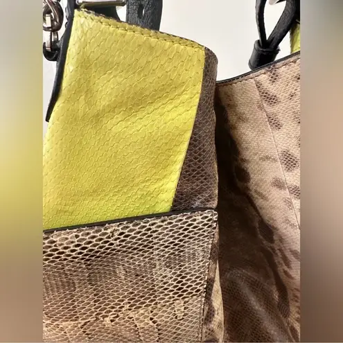 Jimmy Choo Beige/Green Karung and Watersnake Anna Shoulder Bag