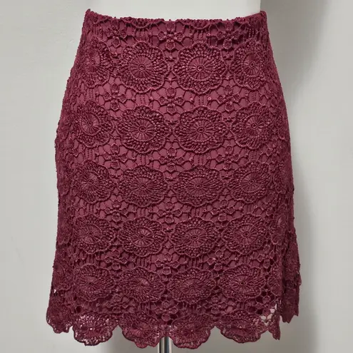 Soulmates Maroon Scalloped Lace Mini Skirt Size 11