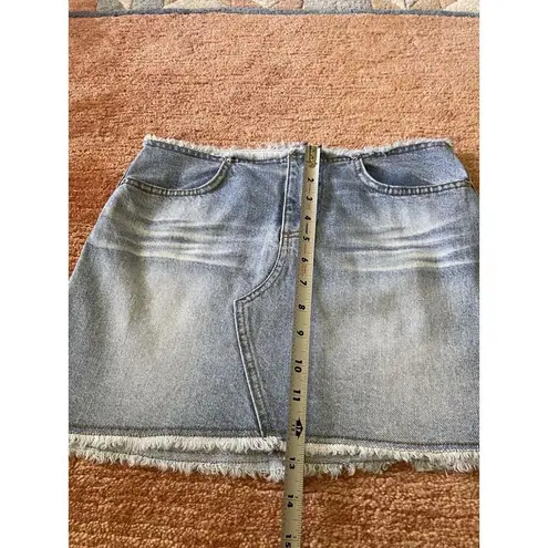 Bubblegum Y2K denim mini skirt raw hem 90s 2000s blue jean cutoff