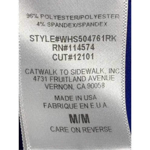 Pleione Women's Bell Sleeve Round Neck Keyhole Back Blouse Blue Medium