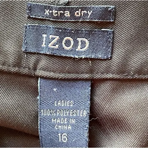 IZOD Womens X-tra Dry Pleated Black Button Front Golf Shorts Size 16 - Image 3