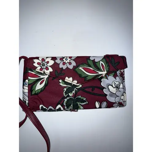 Vera Bradley  Bag Crossbody RFID Envelope Bordeaux Blooms Cellphone Wallet - Image 7