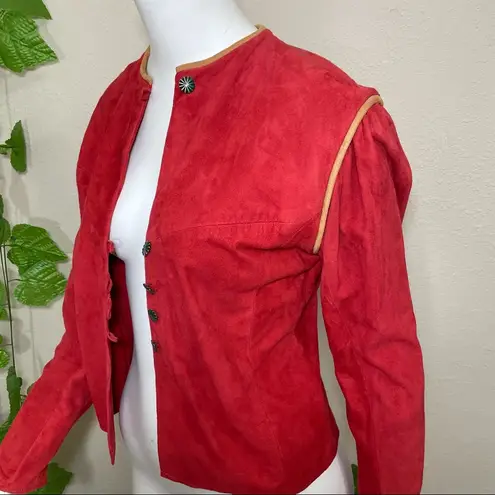 Char Sher Suede Vintage Red 1980’s Jacket Size 8