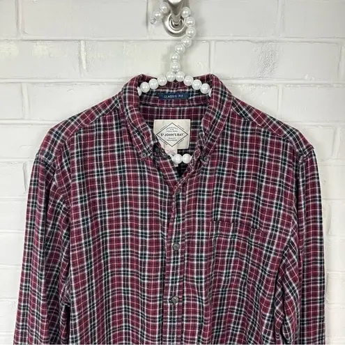 st. john's bay St. John’s Bay Red Plaid Classic Fit Flannel Shirt Size M Unisex