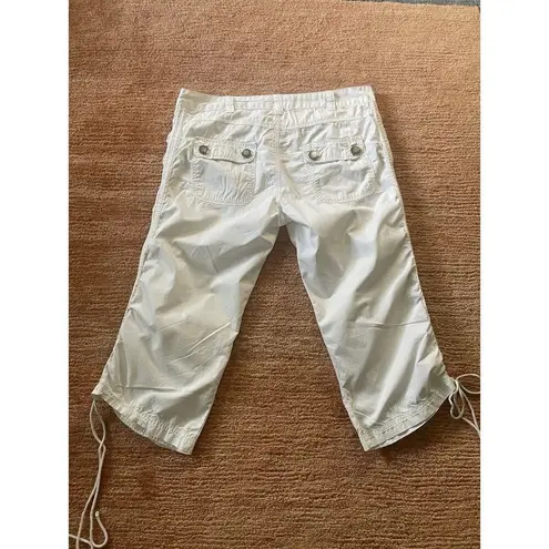 Twill Twenty Two White Cropped Pants Size 28 Drawstring Hem Ruched Cotton - Image 7