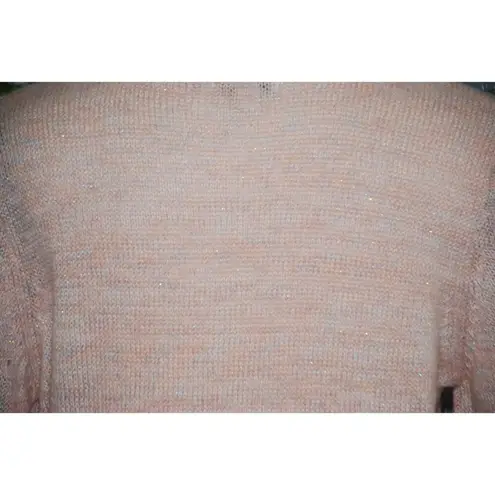 Kensie Nordstrom Faux Wrap Size M Pink Metallic Sparkle Sweater V-Neck Thin Knit
