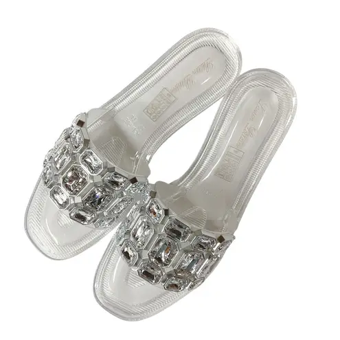Lauren Lorraine Jade Flat Jewel Sandal Rhinestone Jelly Like Sole Size 10 NWB