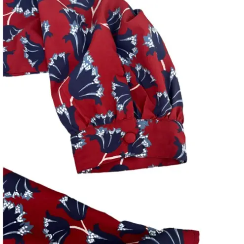 Eshakti printed popover V-neck blouse RED SIZE 3X