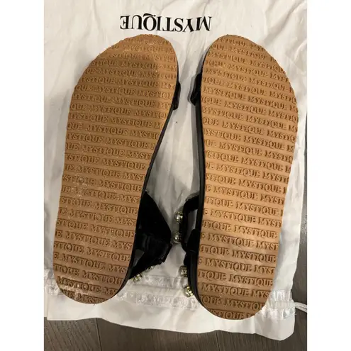 Mystique x Stephanie Gottlieb Collab Miranda Black Faux Pearl Sandals Size 8