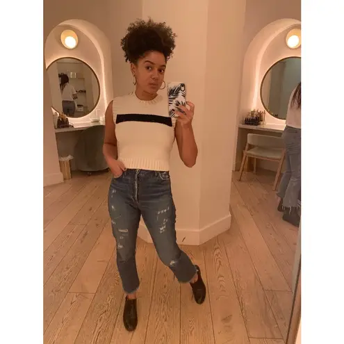 PHILOSOPHY DI LORENZO SERANFINI White Black Rhinestone Studded Wool Sweater US 6