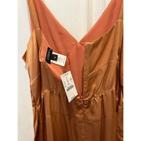 NWT J. Crew Silk Serenade Dress Coral Hammered‎ Silk Spaghetti Straps Size 6 Orange