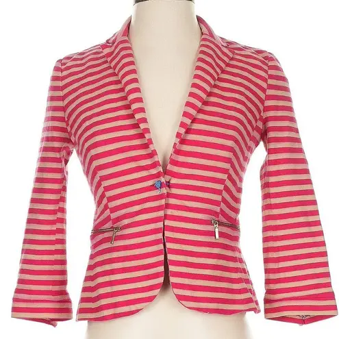 ZARA  TRF Collection Pink Cream Tan Stripe Blazer Jacket Size Small Bloggers Fav