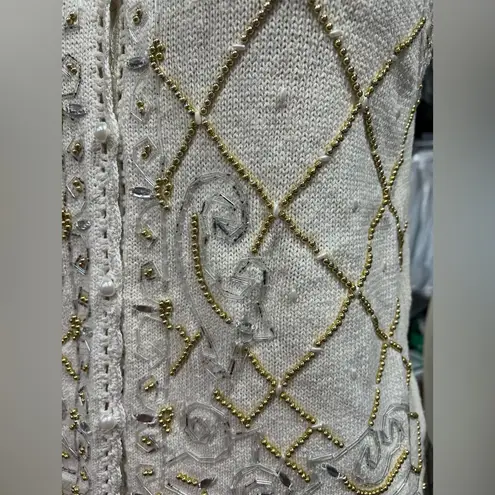 Claudia D. Vintage Beaded Vest XL White