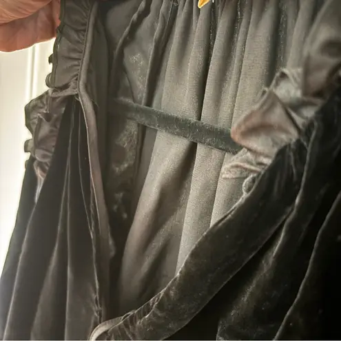 Ulla Johnson Lisbeth Velvet Blouse Noir Black Balloon Ruffle Sleeves Size 2 XS