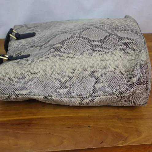 Margot Snake Textured Leather Tote Style Purse. Tan