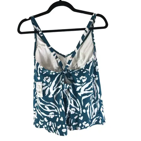 Anne cole Plus Size Jungle Fever Easy Triangle Tankini Top Floral Teal Blue 18W