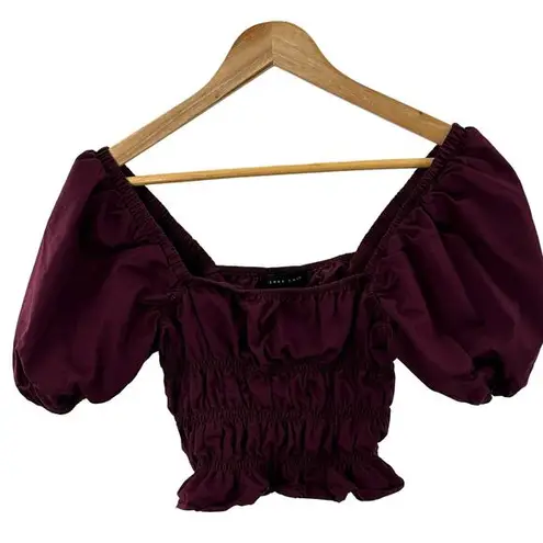 Endless Rose  Crop Top Purple Puff Sleeve Square Neck Top Size Medium