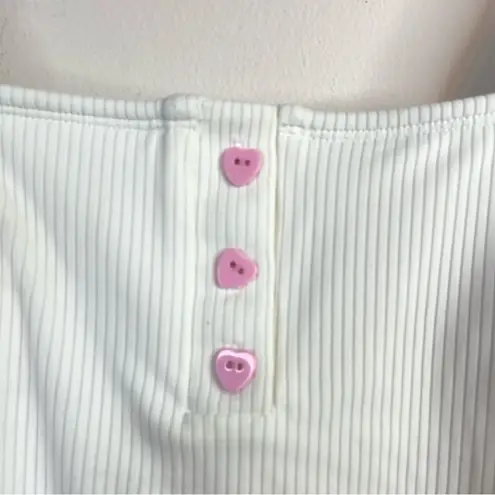 Stoney Clover Lane Stoney Clover X Target White Ribbed Cheeky High Leg One Piece Swimsuit womens L