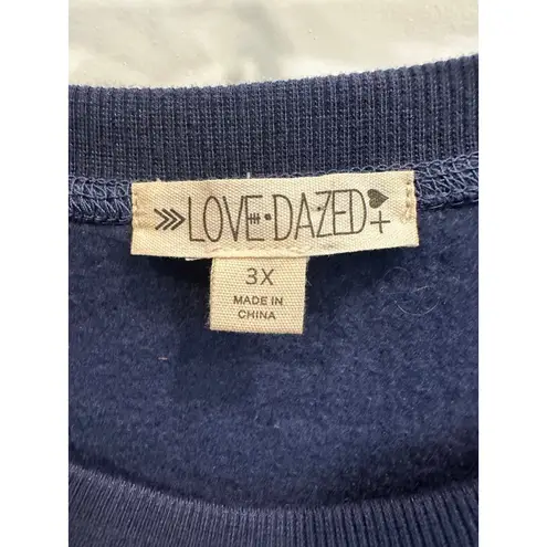 Women's LOVE DAZED Blue "All You Need Is Love" Sweatshirt Plus 3X White