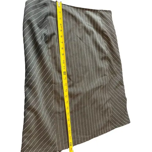 Apostrophe Stretch Two Piece Black Pin Striped One Button (Snap) Skirt Suit 12