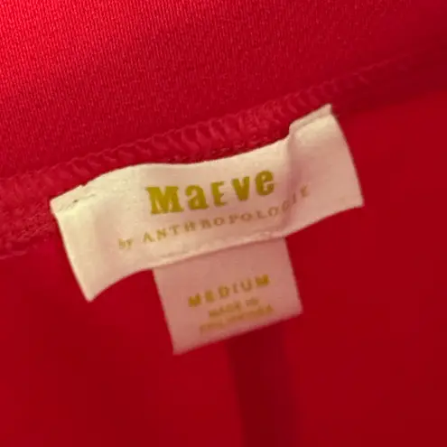 Maeve NWT Anthropologie Pull On Knit Flare Pants Slit Hem Red Size Medium