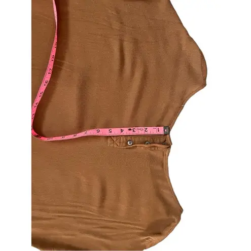 Chestnut brown woven lagenlook quarter sleeve tunic relaxed fit women's medium