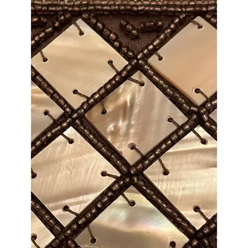 Mad Bags Natural Horn & Sea Shell Mini Clutch Wristlet Brown