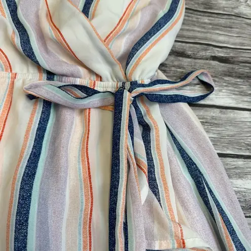 Harper Heritage Womens Faux Wrap Striped Dress M Med Medium Multicolor High Neck White