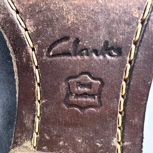 Clarks  Monica Soul Leather Moto Harness Boot Calf Height Dark Gray Size 7.5