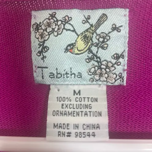 Tabitha Anthropologie Beribboned Buds Cardigan Fuschia Purple Size M Feminine Size M