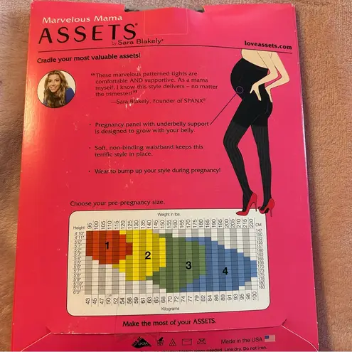 SPANX Assets maternity black opaque textured tights firming thigh rear size 2 M