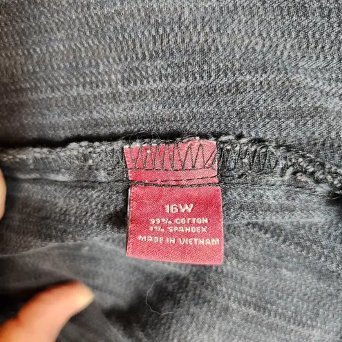 VTG 80s Black Gitano Jean Jacket 16W Denim Button Front Streetwear Size 16