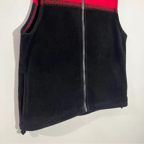 Kuhl Red & Black Fleece Sleeveless Vest Jacquard Trim w/ Pockets Size Small