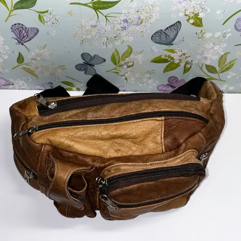 Unisex Vintage Brown Leather Hip Bag • Fanny pack • cross body bag • vacation
