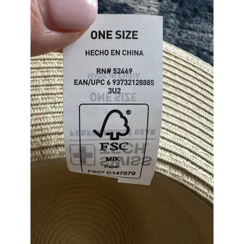 Swiss Tech Performance Paper Straw Hat Wide Brim One Size Black Ribbon Trim NWOT