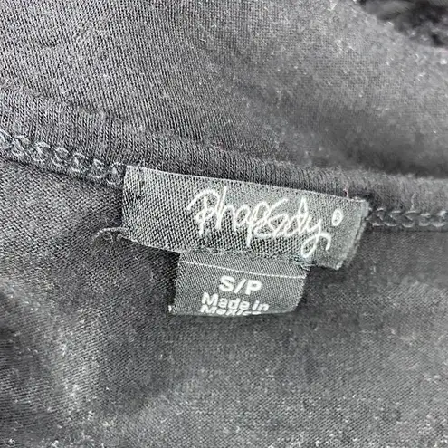 Rhapsody Retro Hi-Low Black & White Skull Embroidered Tank Top