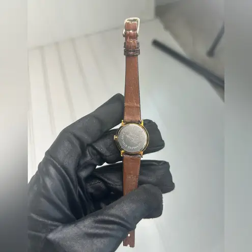 Vintage Gold U.S.A Coin Quartz Watch with Brown Leather Strap