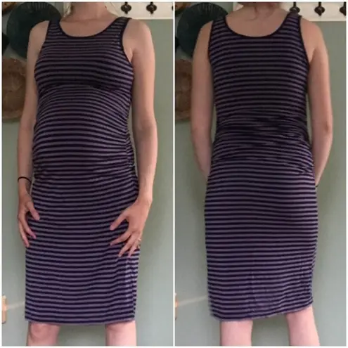 Liz Lange Maternity Purple Striped Tank Dress XS