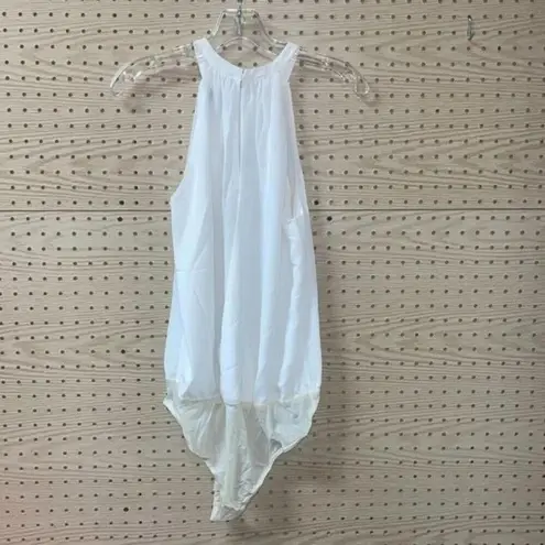 Badgley Mischka Belle white Racerback Bodysuit open back bridal wedding