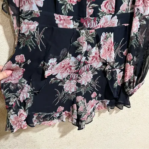 Bardot Black Floral Chiffon Long Sleeve Romper