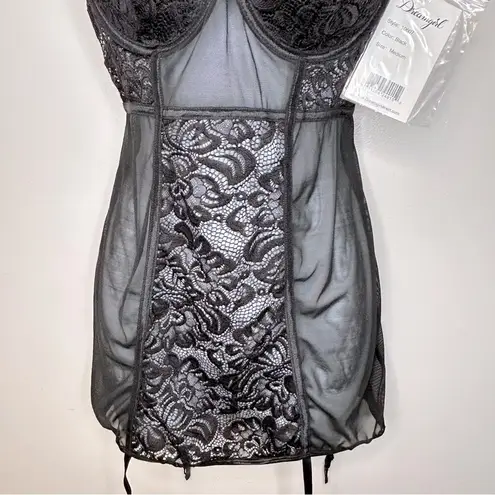 Dreamgirl lack Babydoll Bustier Garter Lingerie Size M NWT