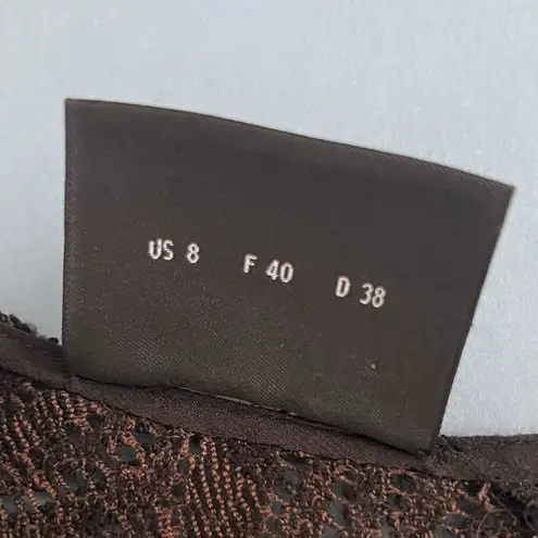 Akris Brown Silk Blend Long Sleeve Leaves Knit Crochet Shift Dress