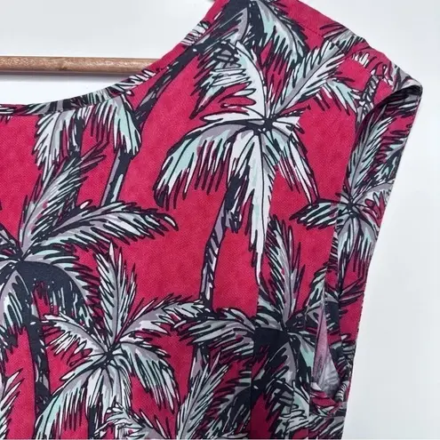 Chevignon Red Tropical Palm Tree Cap Sleeve Mini Dress Size 8