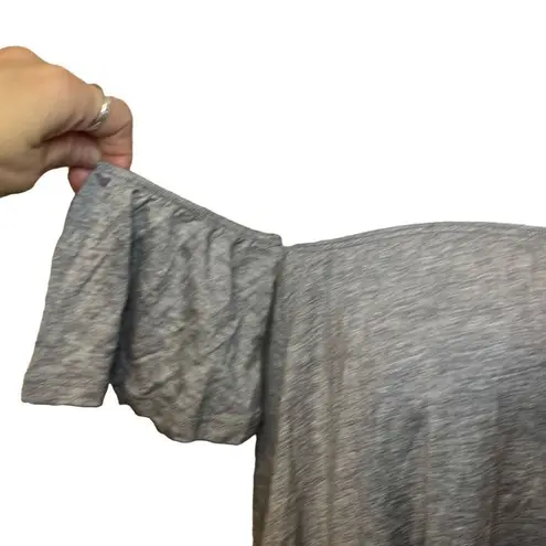 Reb & J EUC Grey Heather Off Shoulder Flowy Short Sleeve Top Sz S Gray